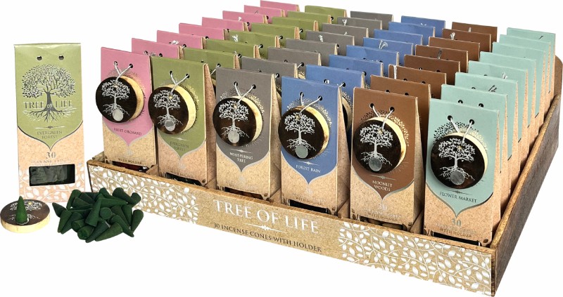 Tree of Life Incense Cone Gift Pack with Incense Holder